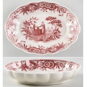 Vintage Spode Cranberry Girl at Well Archive Collection Soap Dish